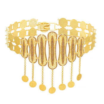 N-7823 Coin Tassel Rhinestone Hollow Carved Dress Body Chain Dancing Belly Chain Boho Ethnic Waist Chains for Women Girls