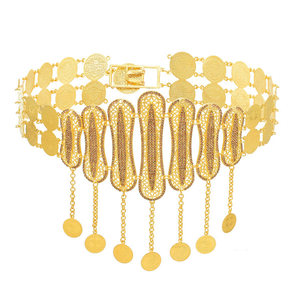 N-7823 Coin Tassel Rhinestone Hollow Carved Dress Body Chain Dancing Belly Chain Boho Ethnic Waist Chains for Women Girls