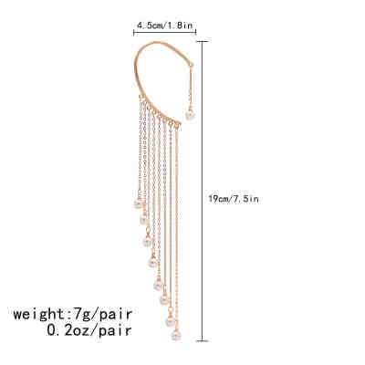 New Long Fringe Gold Flower Pearl Drop Earrings for Women Bridal Wedding Party Jewelry Gift