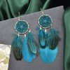 E-6493 6 Colors Bohemian Style Long Feather Earrings for Women