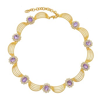 N-7824 Rhinestones Chokers Necklaces For Women Statement Charms Glossy Metal Baroque Necklaces Jewelry