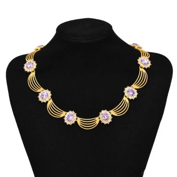 N-7824 Rhinestones Chokers Necklaces For Women Statement Charms Glossy Metal Baroque Necklaces Jewelry