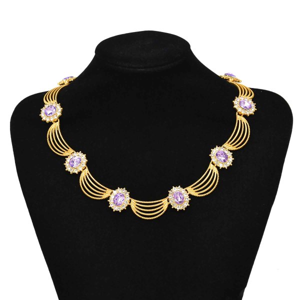 N-7824 Rhinestones Chokers Necklaces For Women Statement Charms Glossy Metal Baroque Necklaces Jewelry