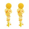 E-6495 Handmade Resin Beads Big Yarn Flower Dangle Earrings for Women Bohemian Holiday Party Jewelry Gift