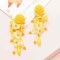 E-6495 Handmade Resin Beads Big Yarn Flower Dangle Earrings for Women Bohemian Holiday Party Jewelry Gift