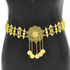 N-7827 Coin Tassel Rhinestone Hollow Flower Body Chain Dancing Belly Chain Boho Ethnic Waist Chains for Women Girls