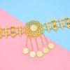 N-7827 Coin Tassel Rhinestone Hollow Flower Body Chain Dancing Belly Chain Boho Ethnic Waist Chains for Women Girls