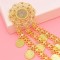 N-7828 3-Layer Gold Coin Tassel Crystal Flower Waist Chain Necklace Accessories