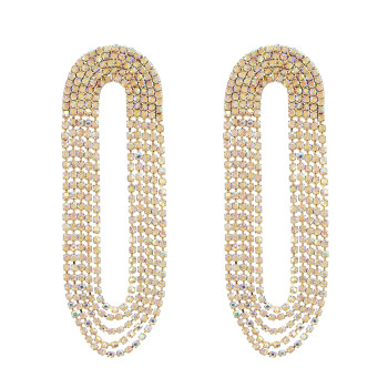 E-6499  Luxury Exaggerated Large Crystal Rhinestone Long Tassel Pendant Earrings Ladies Nightclub Party Wedding Jewelry Gifts
