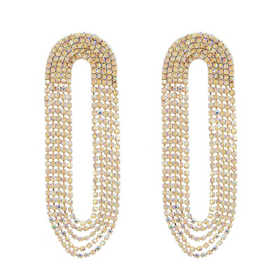 E-6499  Luxury Exaggerated Large Crystal Rhinestone Long Tassel Pendant Earrings Ladies Nightclub Party Wedding Jewelry Gifts