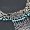 N-7831 Fashion Women's Retro Gold Silver Crystal Tassel Pendant Necklace Gypsy Indian Women Party Jewelry
