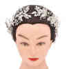 F-1006 Handmade Silver Wired Pearl Crystal Flower Leaf Headbands Headdress for Bridal Wedding Hair Accessories