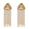 E-6500 Gold Long Rhinestone Chains Triangle Big Crystal Geometric Earrings for Women Girls