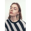 E-6500 Gold Long Rhinestone Chains Triangle Big Crystal Geometric Earrings for Women Girls