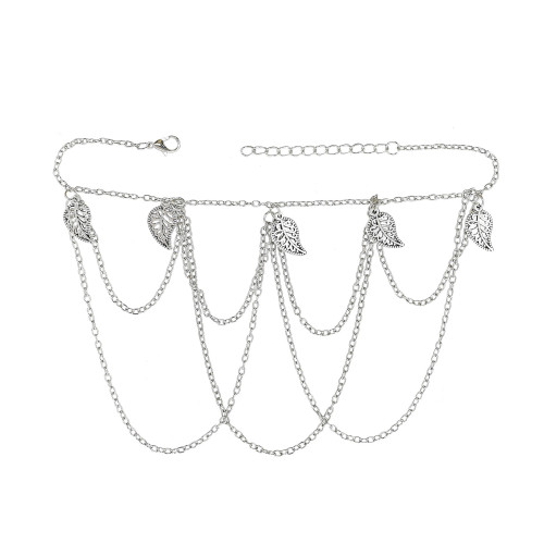 B-0490 Korea fashion silver plated multilayer chains leopard head slave bracelet
