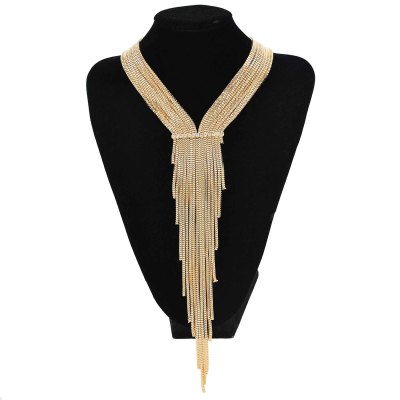 N-7836 Long Tassels Women Chokers Necklaces Gypsy Baroque Alloy Glossy Metal Charms Statement Necklaces