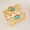 B-1222 Gold Hollow Turquoise Rhinestone Bracelet Arm Cuff For Women Girls Party Jewelry Gift