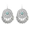 E-6501 Vintage Carved Women Earrings Coins Tassels Turquoise Drop Earrings Bohemian Gypsy Earrings