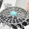 E-6501 Vintage Carved Women Earrings Coins Tassels Turquoise Drop Earrings Bohemian Gypsy Earrings
