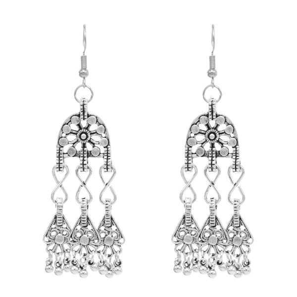 E-6503 Women Boho  Antique Silver Gypsy Indian Tribal Ethnic Dangle Earrings