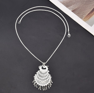 N-7837 New 2023 Spring Fashion Boho Women's Party Jewelry Gift National Alloy Necklace Peacock Tassel Necklace Jewelry