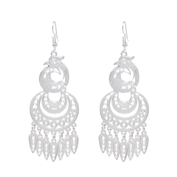 E-6502 Silver Phoenix Earrings Tassels Dangle Birthday Jewelry Gifts for Women's Girl Christmas Graduation Party