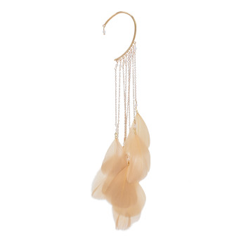 E-6504 Fashion New Elegant Women's Feather Earrings Without Perforations Long Tassel Chain Earrings Holiday Party Jewelry Gifts