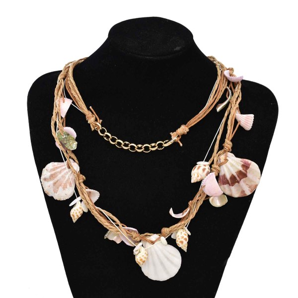 N-7840 Shell Chokers Necklaces For Women Handmade Indian Bohemian Ethnic Pendant Rope Necklace