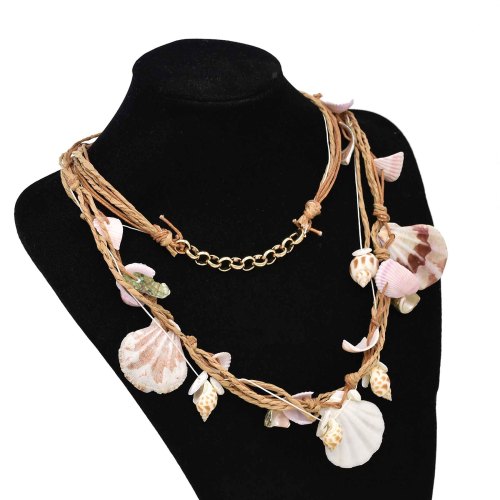 N-7840 Shell Chokers Necklaces For Women Handmade Indian Bohemian Ethnic Pendant Rope Necklace
