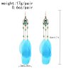E-6505 Long Drop Earrings For Women Exaggerated Feather Pendant Vintage Bohemian Ethnic Indian Jhumka Earrings