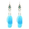 E-6505 Long Drop Earrings For Women Exaggerated Feather Pendant Vintage Bohemian Ethnic Indian Jhumka Earrings