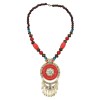 N-7845 Acrylic Gem Beaded Round Pendant Necklace Tibetan Ethnic Choker Necklaces