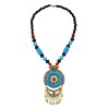 N-7845 Acrylic Gem Beaded Round Pendant Necklace Tibetan Ethnic Choker Necklaces