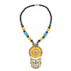 N-7845 Acrylic Gem Beaded Round Pendant Necklace Tibetan Ethnic Choker Necklaces