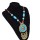 N-7845 Acrylic Gem Beaded Round Pendant Necklace Tibetan Ethnic Choker Necklaces
