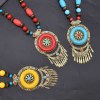 N-7845 Acrylic Gem Beaded Round Pendant Necklace Tibetan Ethnic Choker Necklaces