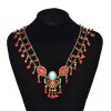 N-7848 Turquoise Pendant Necklaces For Women Bohemian Ethnic Stone Tassels Statement Chains Necklace