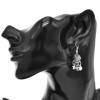 E-6507 Vintage Chinese Style Long Life Lock Access Safety Words Bell Tassel Pendant Earrings