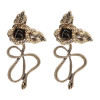 E-6508 Punk Vintage Gold Rose Flower Snake Earrings Dangle for Women Girls Birthday Party Jewelry Gift Vacation Decoration