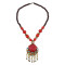 N-7852 Tibetan Style Acrylic Gem Beaded Round Pendant Alloy Necklace Tibetan National Tassels Necklace