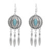 E-6509 INDIAN VINTAGE SILVER METAL BLUE RED ACRYLIC LONG TASSEL EARRINGS FOR WOMEN BOHO ETHNIC PARTY JEWELRY GIFT