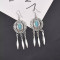 E-6509 INDIAN VINTAGE SILVER METAL BLUE RED ACRYLIC LONG TASSEL EARRINGS FOR WOMEN BOHO ETHNIC PARTY JEWELRY GIFT
