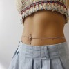 N-7855 Silver Single Layer Rhinestone Tassel Belly Chains Navel Nail Pendant Waist Chain