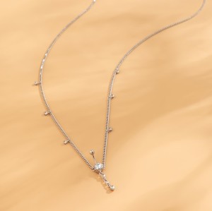 N-7855 Silver Single Layer Rhinestone Tassel Belly Chains Navel Nail Pendant Waist Chain