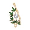 P-0451-A/B/C Bamboo Women Brooch Elegant Wedding Party Rhinestones Pearl Alloy Brooch