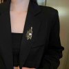 P-0451-A/B/C Bamboo Women Brooch Elegant Wedding Party Rhinestones Pearl Alloy Brooch
