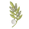 P-0452 Rhinestones Pearl Alloy Brooch for girls,Leaf Women Brooch Elegant Wedding Birthday Party Decoration