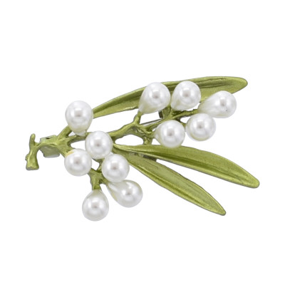 P-0452 Rhinestones Pearl Alloy Brooch for girls,Leaf Women Brooch Elegant Wedding Birthday Party Decoration