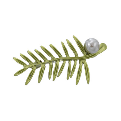 P-0453-A/B/C Pearl Alloy Brooch for girls,Leaf Women Brooch Elegant Wedding Birthday Party Decoration