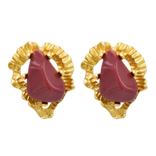 E-6510 Baroque Style Gold Alloy White Red Rhinestone Ear Stud Earrings Jewelry Accwssories For Womens Grils Party Brithday Gifts